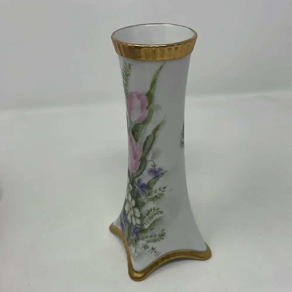 Vintage Heinrich & Co. Bavaria hand painted floral vase